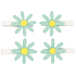 Turquoise flowers with glitter on a clip 5 cm, 4 pieces in a bag