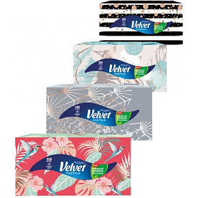 Velvet Pastels hygienic tissues 3-ply, box of 120 pieces