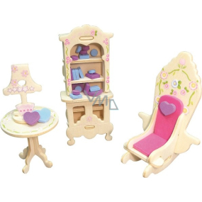 Puzzle wooden furniture for dolls Rocking chair 20 x 15 cm