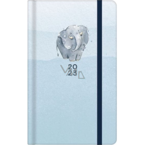 Albi Diary 2023 pocket diary with rubber band Elephant 15 x 9,5 x 1,3 cm