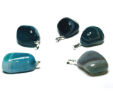 Agate blue-green Trommel pendant natural stone, 2,2-3 cm, 1 piece, symbolizes the element earth