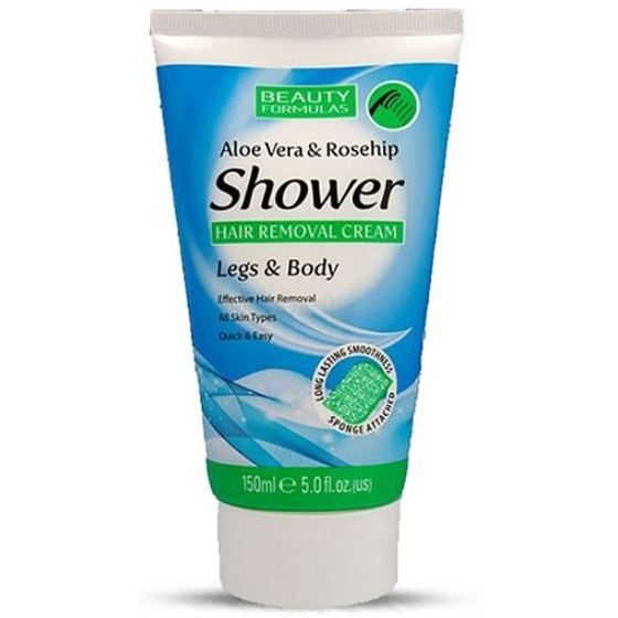 Beauty Formulas Aloe Vera & Rosehip depilatory shower cream with sponge 150 ml