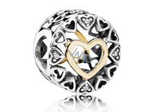 Sterling silver 925 Loving circle heart love bead for bracelet