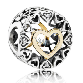 Sterling silver 925 Loving circle heart love bead for bracelet