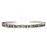 Stainless steel bracelet silver with engraving Flies with her own wings, open cuff, 4 mm