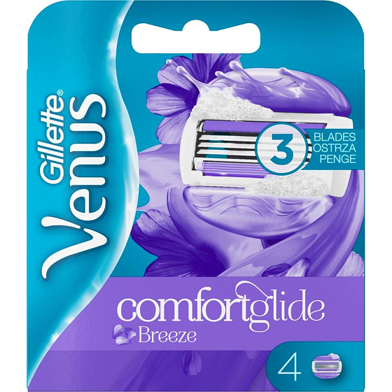 Gillette Venus Breeze 2-in-1 Replacement Razor Blades 3 Blades, 4 Pieces for Women