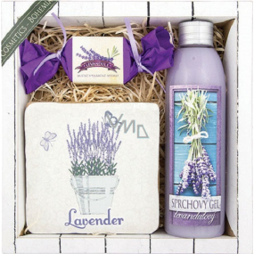 Bohemia Gifts Lavender La Provence shower gel 200 ml + handmade soap 30 g + decorative tile with print 10 x 10 cm, cosmetic set