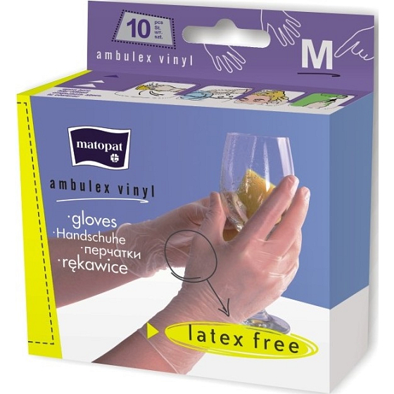 Matopat Ambulex Gloves Vinyl disposable powdered size M box 10 pieces