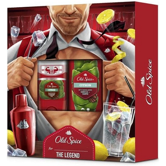 Old Spice Lemon with Sandalwood antiperspirant deodorant stick for men 50 ml + 2in1 Shower gel and shampoo 250 ml, cosmetic set