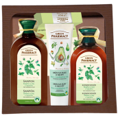 Green Pharmacy Nettle and Burdock Oil Shampoo for normal hair 350 ml for women + hair conditioner 300 ml + Aloe and avocado oil moisturizer for hands and nails 100 ml + lip balm 3.6 g, cosmetic set