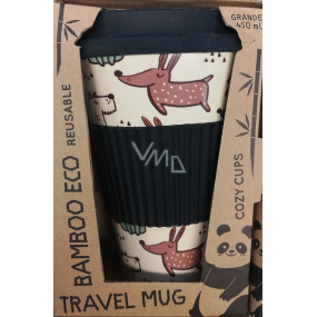 Cozy Time Bamboo Eco Dogs bamboo ecological thermo mug + silicone lid black, dogs 450 ml