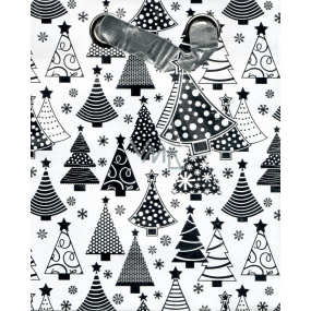 BSB Luxury gift paper bag 23 x 19 x 9 cm Christmas white, silver trees VDT 385-A5