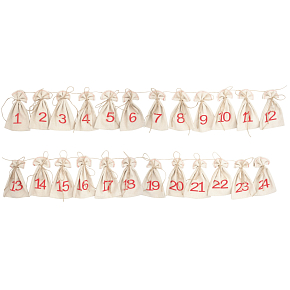 Advent calendar, linen bags 8 x 13 cm 24 pieces