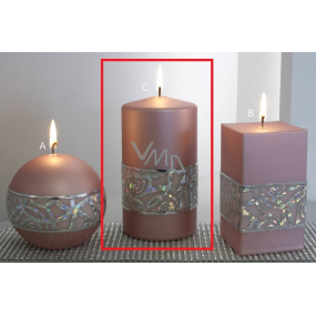 Lima Hologram candle pink cylinder 80 x 150 mm 1 piece