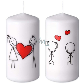 Emocio Couple in love candle white cylinder 60 x 120 mm 1 piece