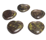Epidot Hmatka, heart-shaped healing gemstone natural stone 3 cm 1 piece, heart healing stone