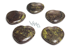 Epidot Hmatka, heart-shaped healing gemstone natural stone 3 cm 1 piece, heart healing stone