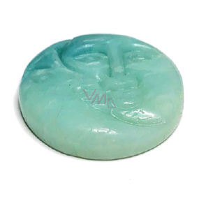 Amazonite face of the sun and moon hand carved natural stone 5 cm, stone of hope