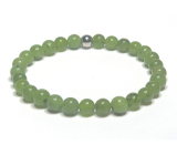 Jade Canadian bracelet elastic natural stone, ball 6 mm / 16 - 17 cm, stone of peace