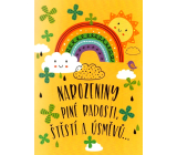 Albi Playing Envelope Birthday Rainbow with four-leaf clovers Get Lucky 14,8 x 21 cm