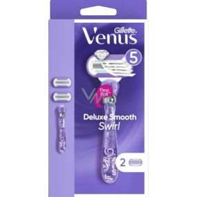 Gillette Venus Deluxe Smooth Swirl razor with 5 blades + 2 replacement heads for women