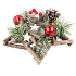 Christmas wooden candle holder in the shape of a star with red accessories and pine cones 20 cm