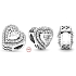 Charm Sterling silver 925 Shining hearts, bead on bracelet, love