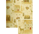 Nekupto Christmas gift wrapping paper 70 x 150 cm White, golden trees and houses