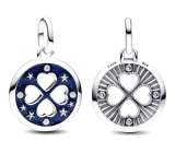 Charm Sterling silver 925 Heart in four-leaf clover - Mini medallion, pendant on bracelet symbol