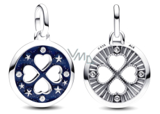 Charm Sterling silver 925 Heart in a four-leaf clover, lucky - Mini medallion, pendant on a bracelet symbol
