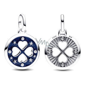 Charm Sterling silver 925 Heart in four-leaf clover - Mini medallion, pendant on bracelet symbol