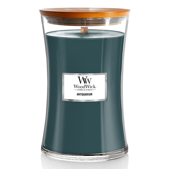 WoodWick Antiquarium - Antique Shop scented candle with wooden wick and lid glass large 609 g