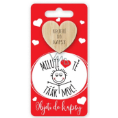 Nekupto Pocket Hug Heart I Love You sooo much!, pocket hug 6 x 12 cm