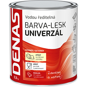 DENAS UNIVERZÁL-LESK top coat for wood, metal and concrete, 0240 dark brown, 0.3 kg DENAS UNIVERZÁL-LESK top coat for wood, metal and concrete, 0240 dark brown, 0.3 kg