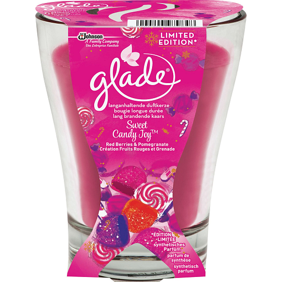 Glade Sweet Candy Joy scented large candle in glass 224 g