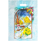 Plastic bag 46.5 x 35.5 cm Santa Claus snowman, houses, tree