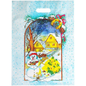 Plastic bag 46.5 x 35.5 cm Santa Claus snowman, houses, tree