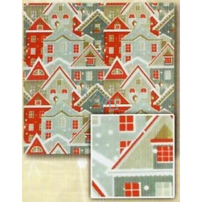 Nekupto Gift wrapping paper 70 x 200 cm Christmas Silver, red house