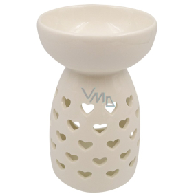 Aromalampa porcelain white with hearts 14 cm