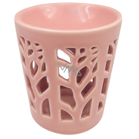 Pink porcelain aroma lamp 13 cm
