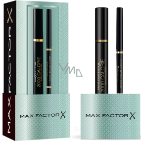 Max Factor 2000 Calorie Dramatic Volume mascara 01 Black 9 ml + Kohl Kajal Liner automatic eyeliner 001 Black 5 g, cosmetic set for women