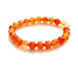 Carnelian bracelet elastic natural stone, 8 mm bead / 16 - 17 cm, Teaches us here and now