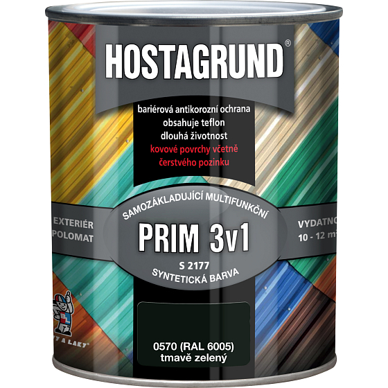 Hostagrund Prim 3v1 S2177 base and top metal paint, 0570 green, 600 ml