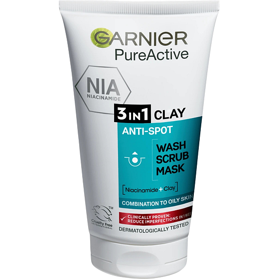 Garnier Pure Active 3in1 Cleansing Gel, Scrub and Mask for deep cleansing 150 ml