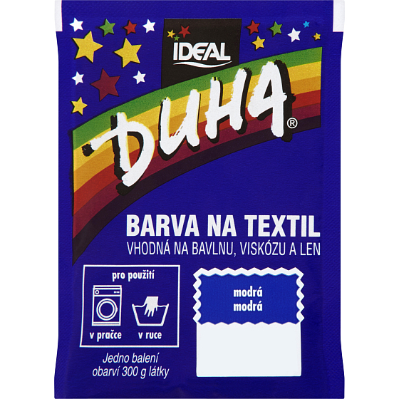 Ideal Duha Blue, fabric dye for cotton, viscose and linen, for 300 g of fabric, 15 g