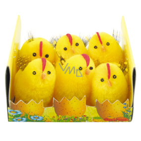 Plush chickens with feathers 4 cm 6 pieces