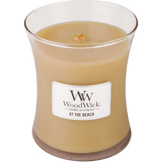 WoodWick At the Beach - On the beach scented candle with wooden wick and glass lid medium 275 g