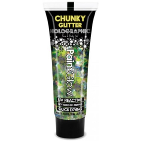 Diva & Nice Chunky Glitter Holographic UV decorative gel for body and face Lucky Lepricorn - green 13 ml