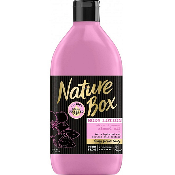 Nature Box Almonds Vitamin antioxidant body lotion with 100% cold pressed oil, suitable for vegans 385 ml