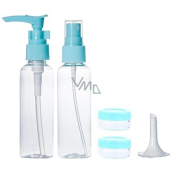 Travel set of containers in plastic container 2 x 25 ml + 2 containers